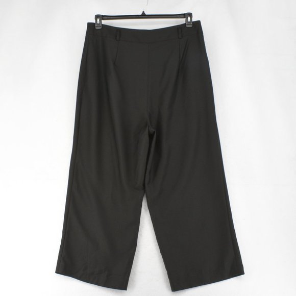 City Chic Casual Pants Womens Plus Black Cropped Wide Leg Tie Front High Rise - Picture 7 of 8